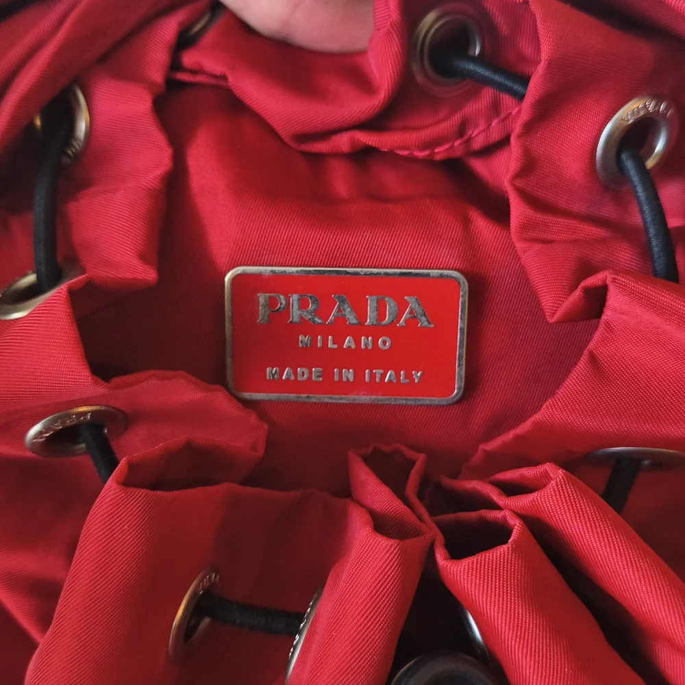 Y2K Prada Red Nylon Backpack Utility Tactical Vintage - Adjustable Waist Strap